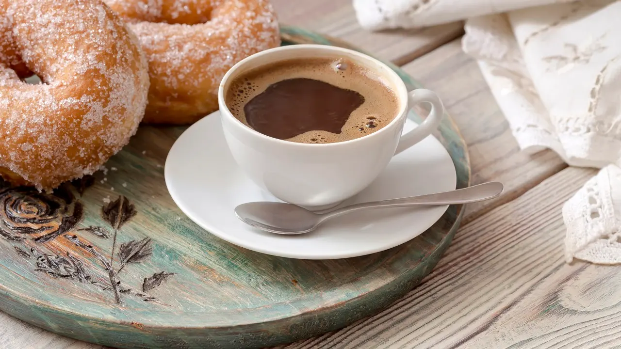 Cafe solúvel com donuts